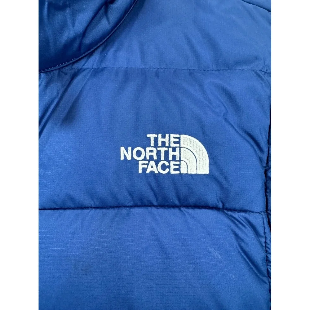 The North Face 550 Down Puffer Vest Mens Large Blue Embroidered Logo Full Zip